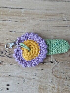 Handmade Flower Lip Balm Keychain - Purple